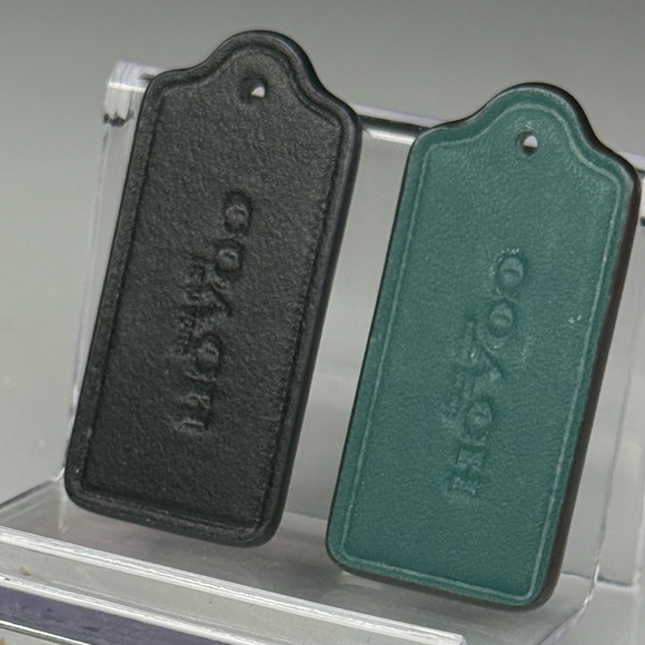 Coach Black and Green Leather Tags. Charm and Bag Charm. - Picture 1 of 2